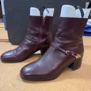 LK Bennett Maroon Leather Heeled Boots